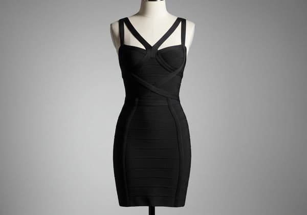 A black bandage dress sample show