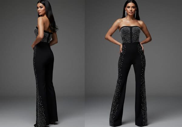 elegant hot drilling black bandage jumpsuit