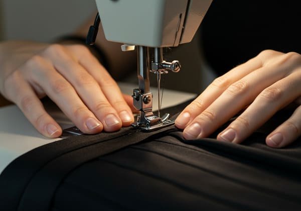 Using a sewing machine to make a bandage dress