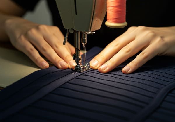 Making a black plus size bandage dress on a sewing machine