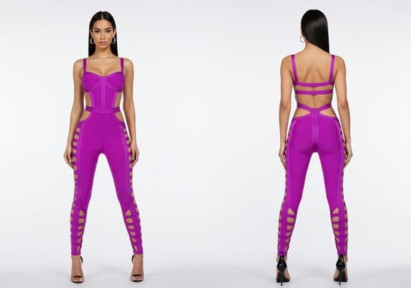 purple cutting bandage jumpsuit Australia