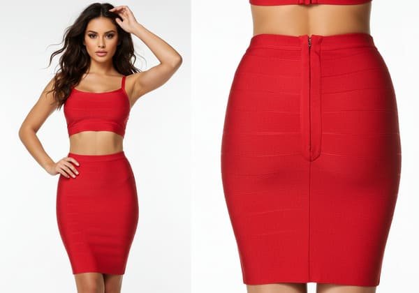 sexy red bandage skirt set