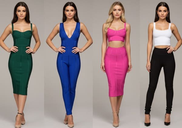 A collection of stylish bandage clothing